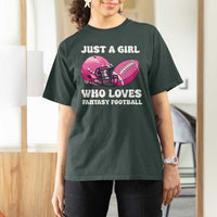 Funny Just A Girl Who Loves Fantasy Football T Shirt For Women - Wonder Print Shop
