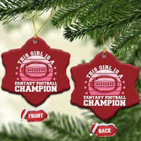Funny This Girl Is A Fantasy Football Champion Christmas Ornament Retro Champ Champion Draft - Wonder Print Shop