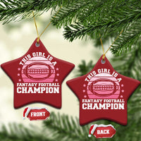 Funny This Girl Is A Fantasy Football Champion Christmas Ornament Retro Champ Champion Draft - Wonder Print Shop