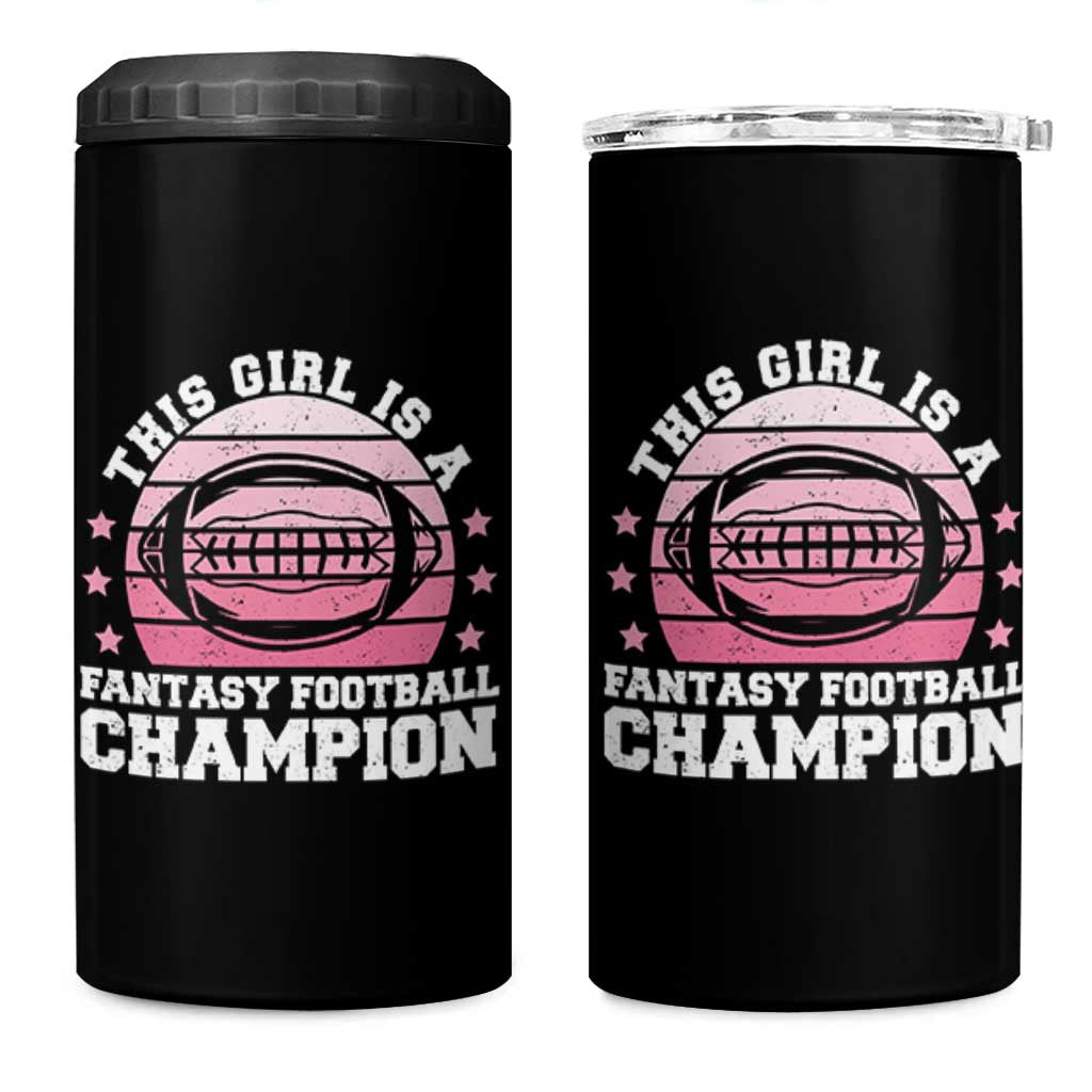 Funny This Girl Is A Fantasy Football Champion 4 in 1 Can Cooler Tumbler Retro Champ Champion Draft - Wonder Print Shop