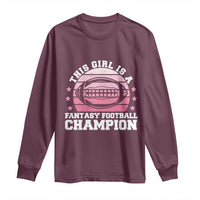 Funny This Girl Is A Fantasy Football Champion Long Sleeve Shirt Retro Champ Champion Draft - Wonder Print Shop