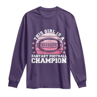 Funny This Girl Is A Fantasy Football Champion Long Sleeve Shirt Retro Champ Champion Draft - Wonder Print Shop