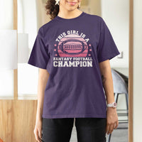 Funny This Girl Is A Fantasy Football Champion T Shirt For Women Retro Champ Champion Draft - Wonder Print Shop