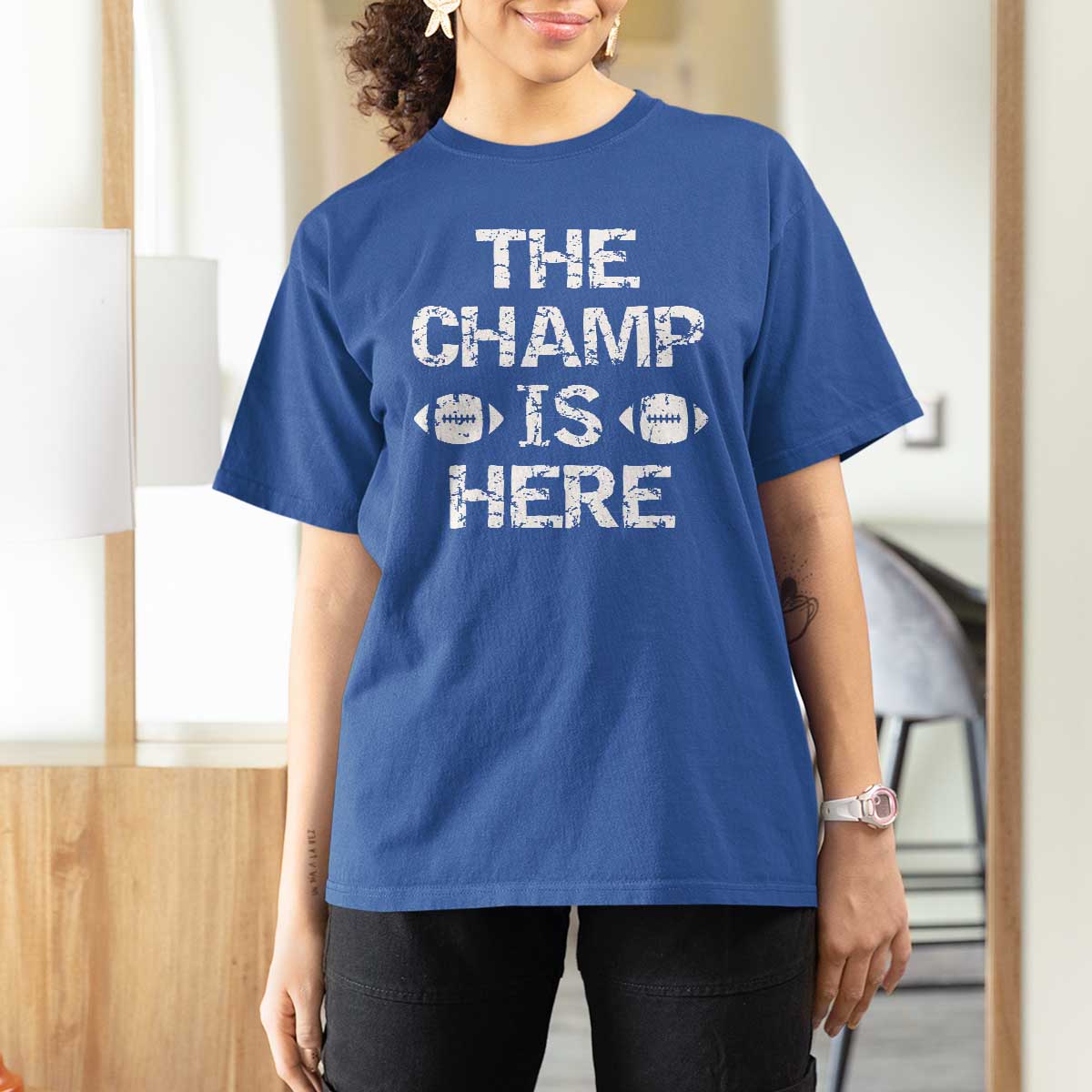 Funny Fantasy Football Champion T Shirt For Women Champ Draft Party Commish FFL - Wonder Print Shop