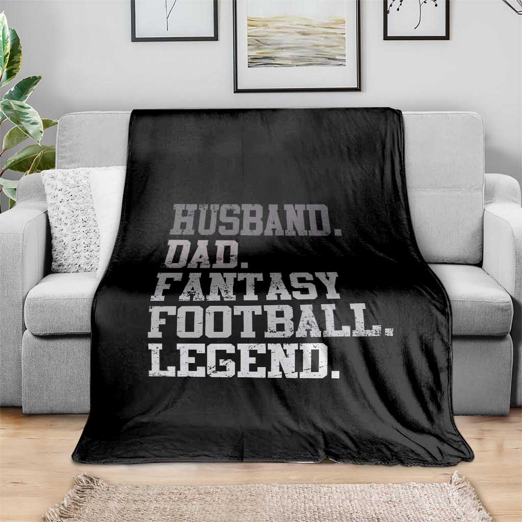 Husband Dad Fantasy Football Legend Throw Blanket Retro Fathers Day - Wonder Print Shop