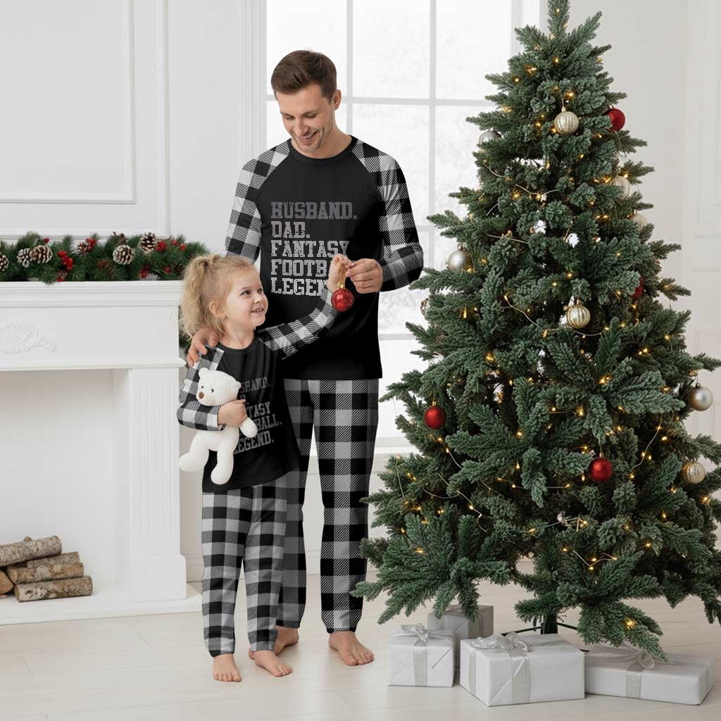 Husband Dad Fantasy Football Legend Plaid Pajama Set Retro Fathers Day - Wonder Print Shop