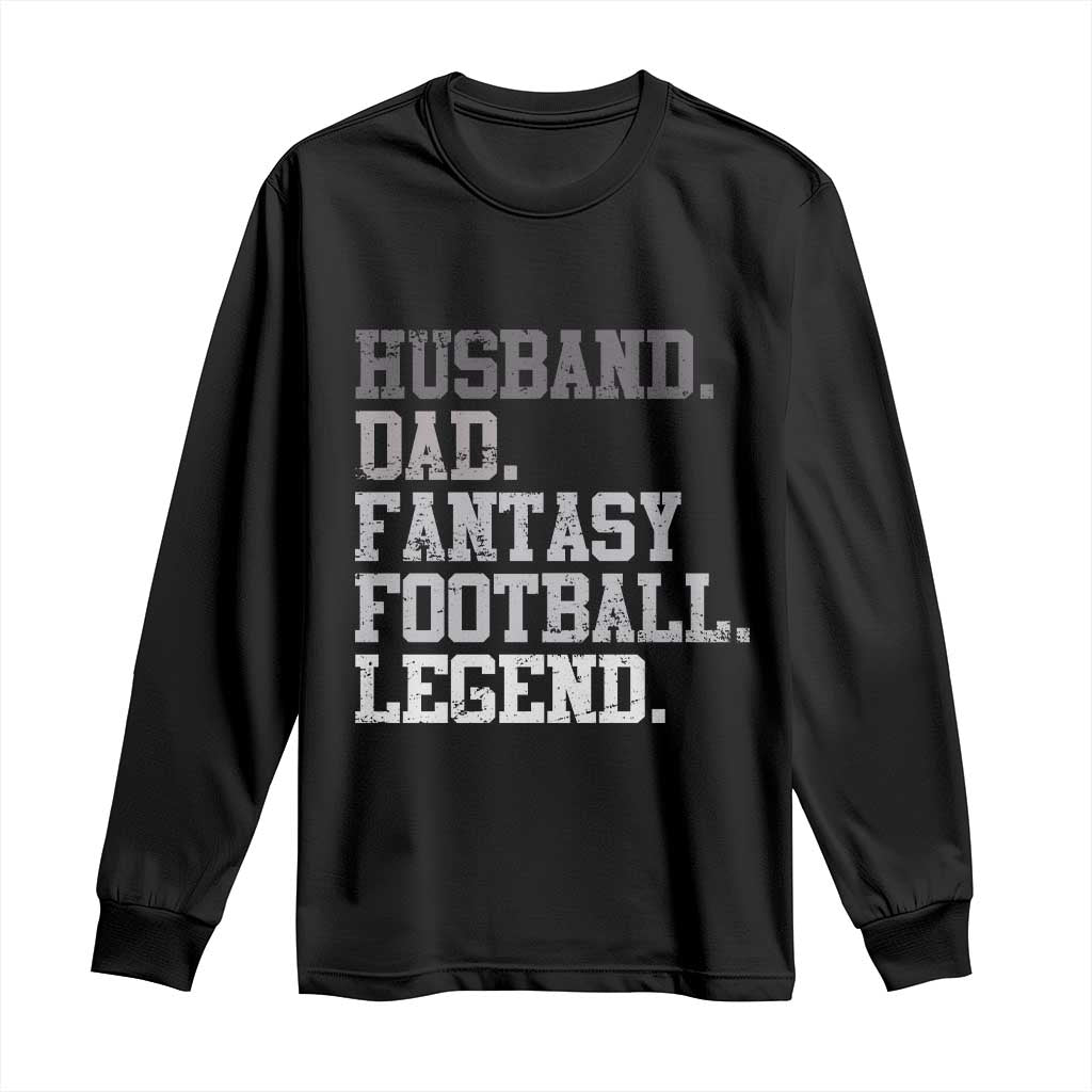 Husband Dad Fantasy Football Legend Long Sleeve Shirt Retro Fathers Day - Wonder Print Shop