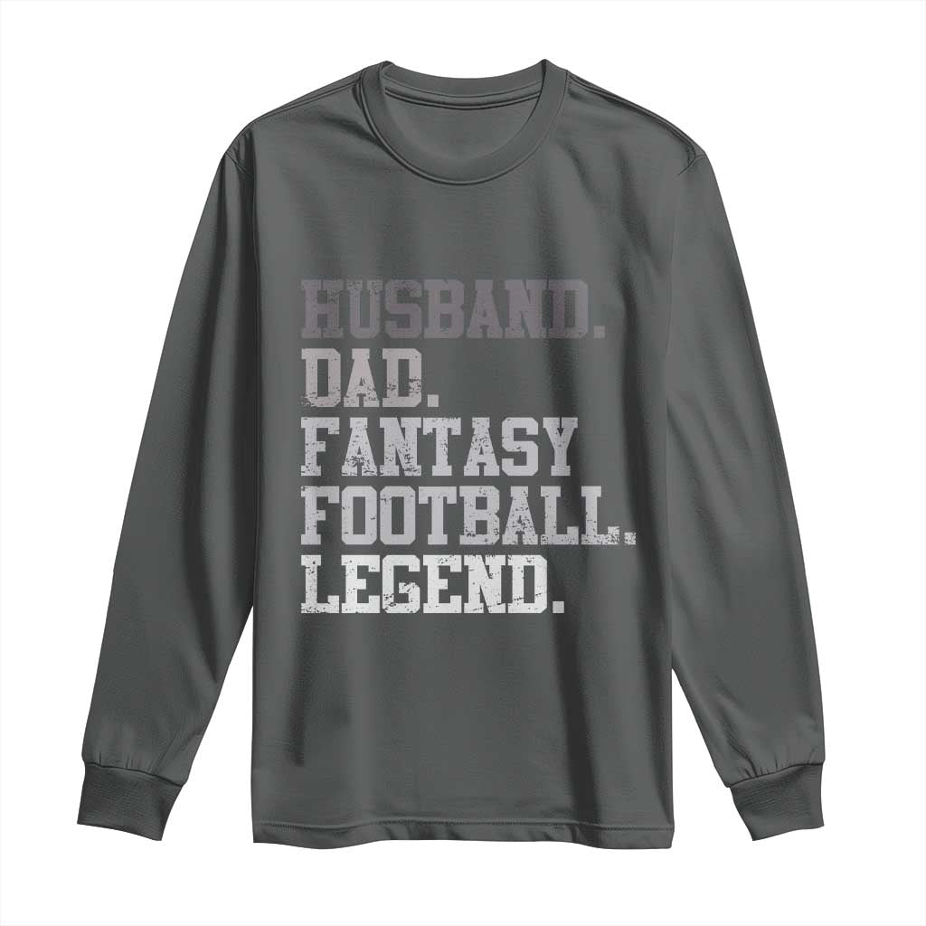 Husband Dad Fantasy Football Legend Long Sleeve Shirt Retro Fathers Day - Wonder Print Shop