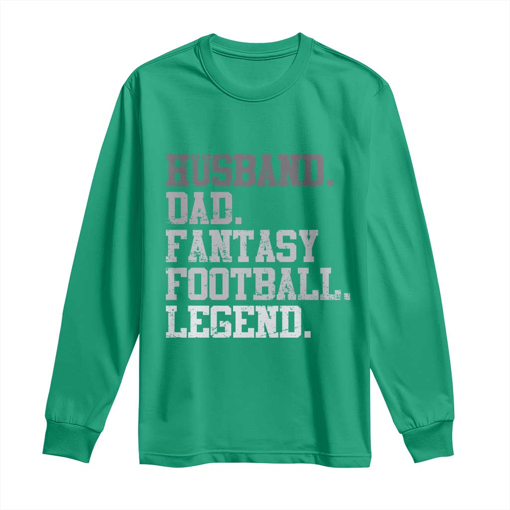 Husband Dad Fantasy Football Legend Long Sleeve Shirt Retro Fathers Day - Wonder Print Shop