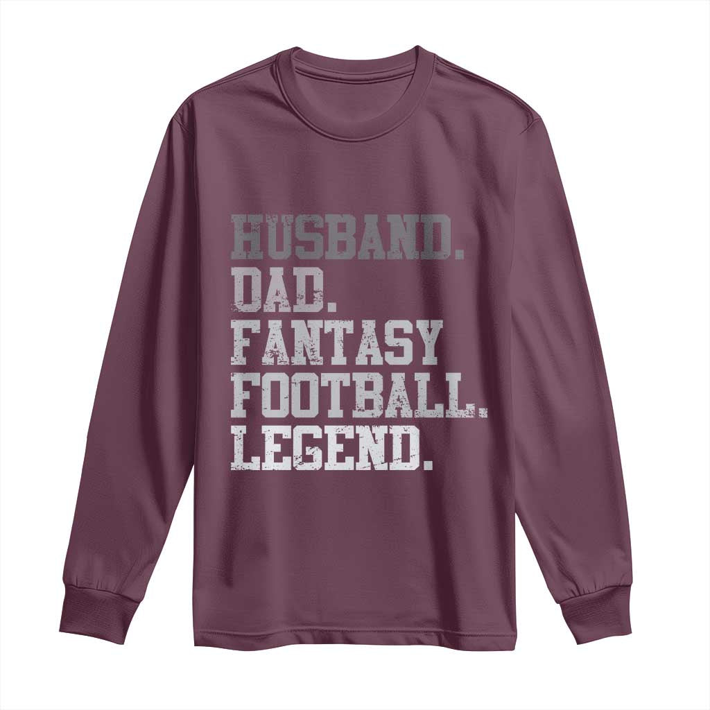 Husband Dad Fantasy Football Legend Long Sleeve Shirt Retro Fathers Day - Wonder Print Shop