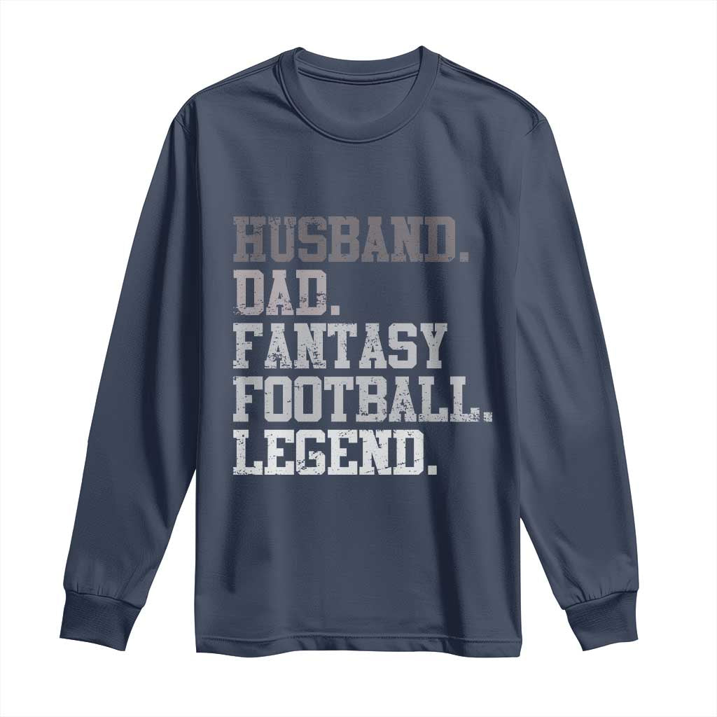 Husband Dad Fantasy Football Legend Long Sleeve Shirt Retro Fathers Day - Wonder Print Shop