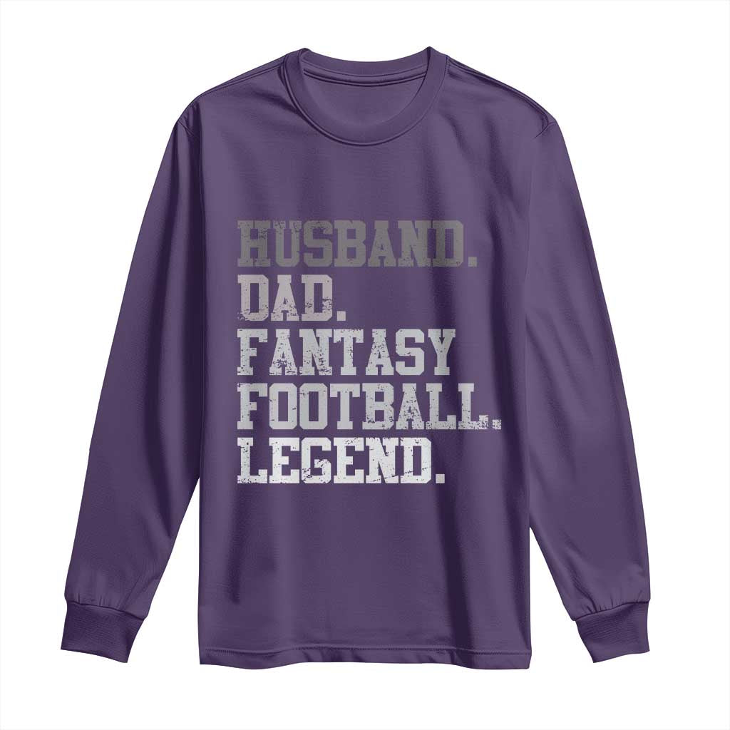 Husband Dad Fantasy Football Legend Long Sleeve Shirt Retro Fathers Day - Wonder Print Shop