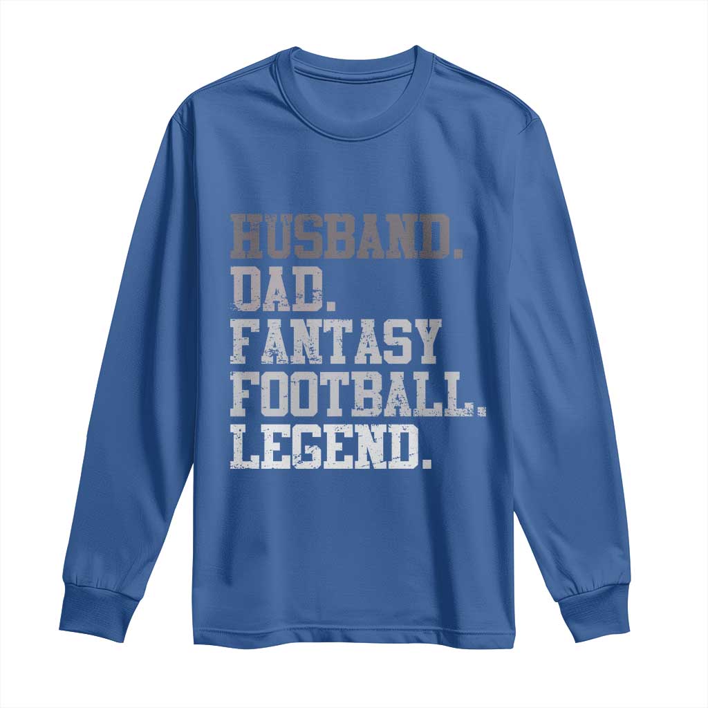 Husband Dad Fantasy Football Legend Long Sleeve Shirt Retro Fathers Day - Wonder Print Shop
