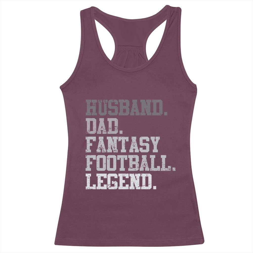 Husband Dad Fantasy Football Legend Racerback Tank Top Retro Fathers Day - Wonder Print Shop