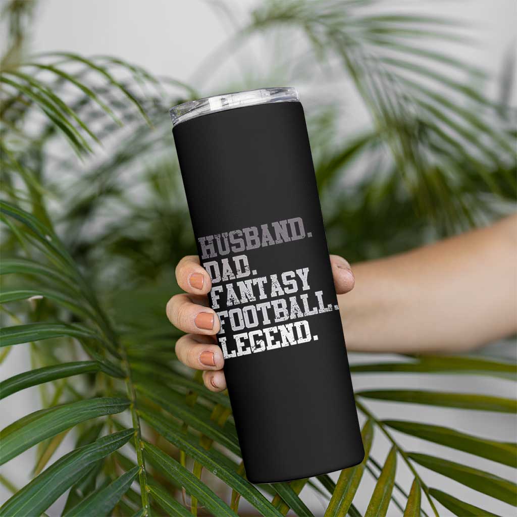 Husband Dad Fantasy Football Legend Skinny Tumbler Retro Fathers Day - Wonder Print Shop