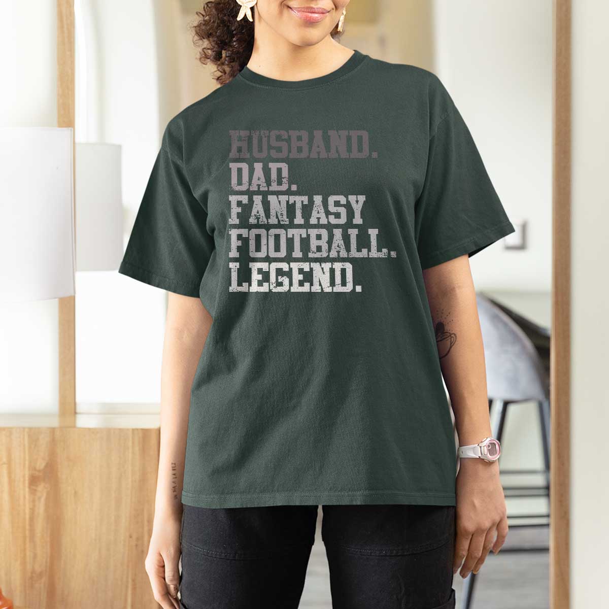 Husband Dad Fantasy Football Legend T Shirt For Women Retro Fathers Day - Wonder Print Shop