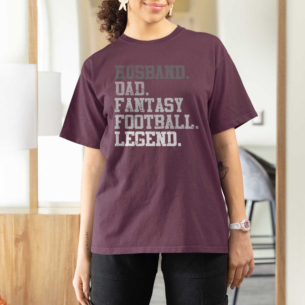 Husband Dad Fantasy Football Legend T Shirt For Women Retro Fathers Day - Wonder Print Shop
