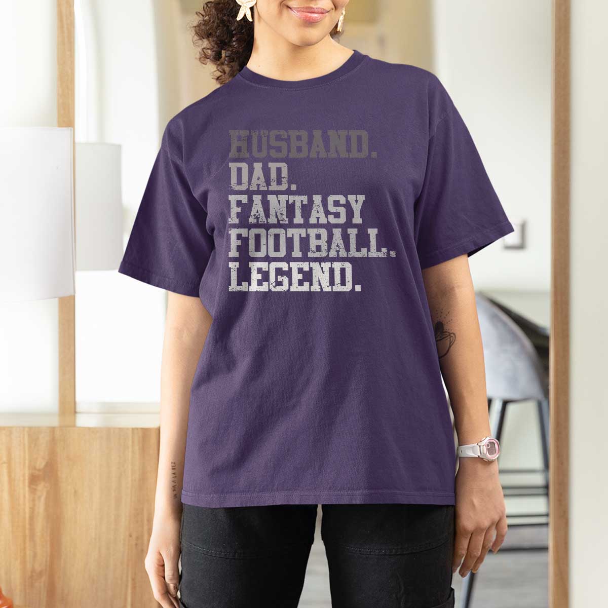 Husband Dad Fantasy Football Legend T Shirt For Women Retro Fathers Day - Wonder Print Shop