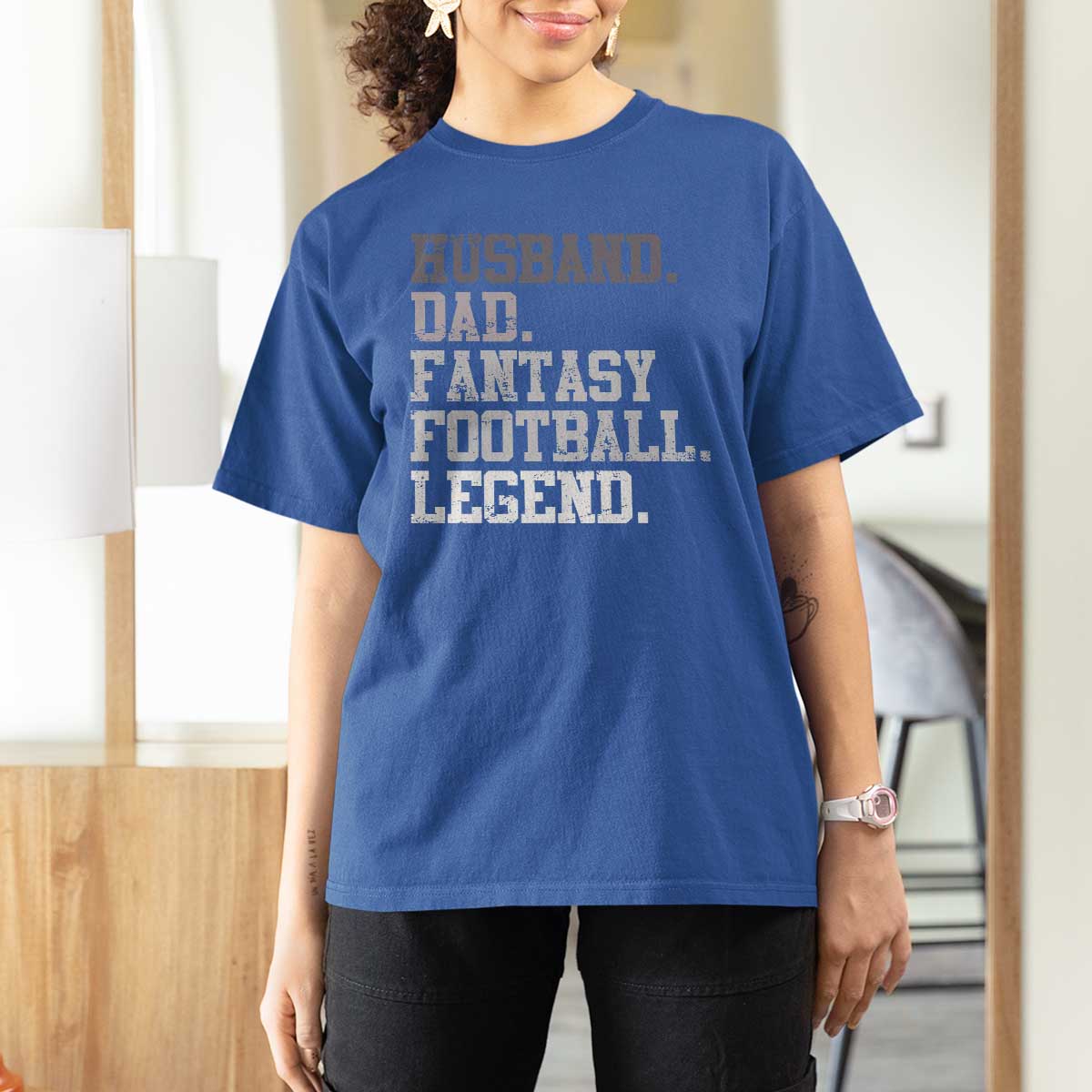 Husband Dad Fantasy Football Legend T Shirt For Women Retro Fathers Day - Wonder Print Shop