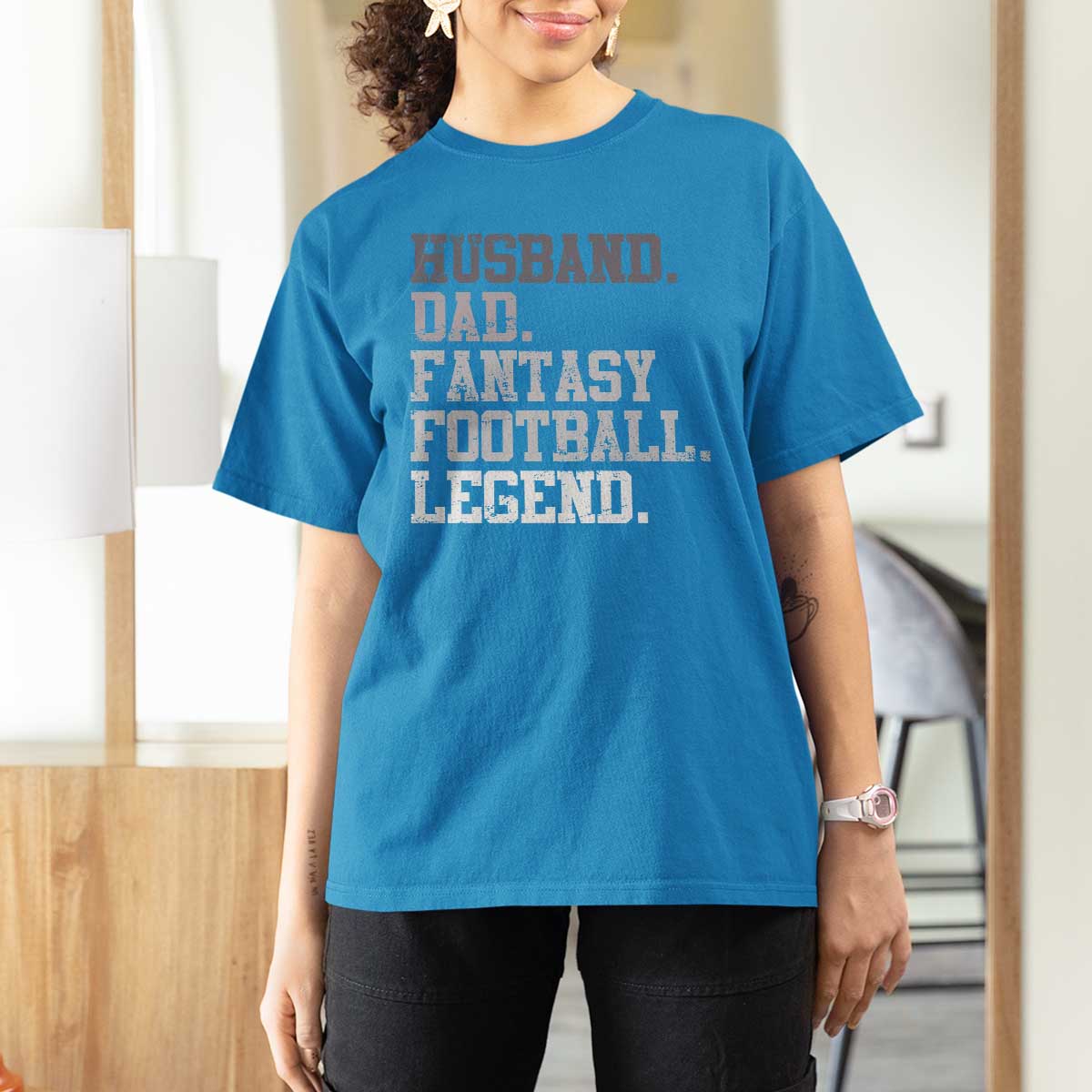 Husband Dad Fantasy Football Legend T Shirt For Women Retro Fathers Day - Wonder Print Shop