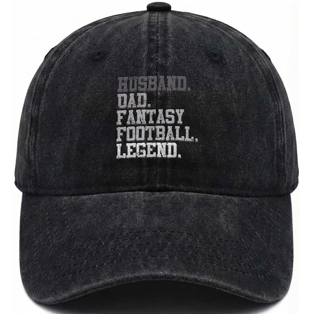 Husband Dad Fantasy Football Legend Washed Cotton Baseball Cap Retro Fathers Day