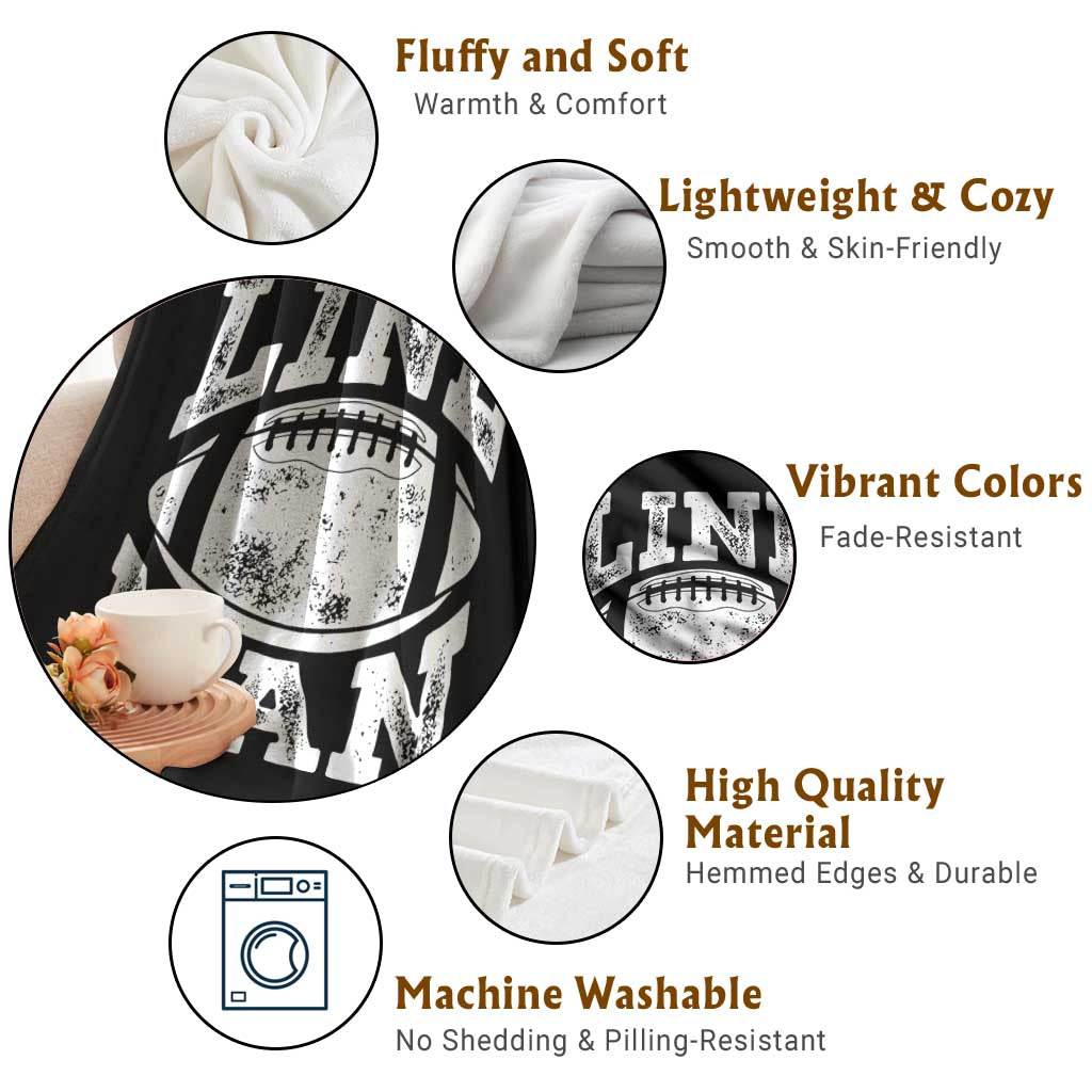 Football Linemen Throw Blanket Vintage Offensive Lineman - Wonder Print Shop