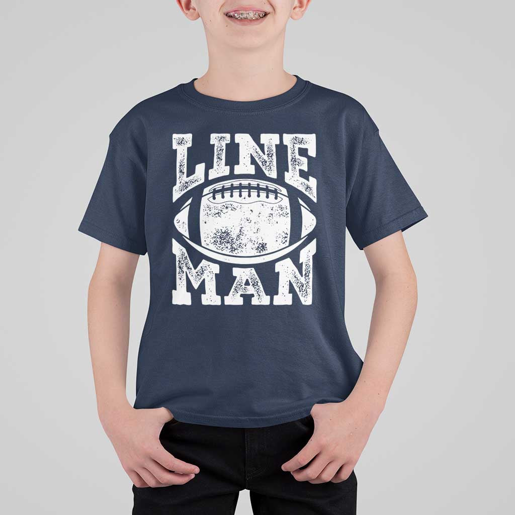 Football Linemen T Shirt For Kid Vintage Offensive Lineman - Wonder Print Shop