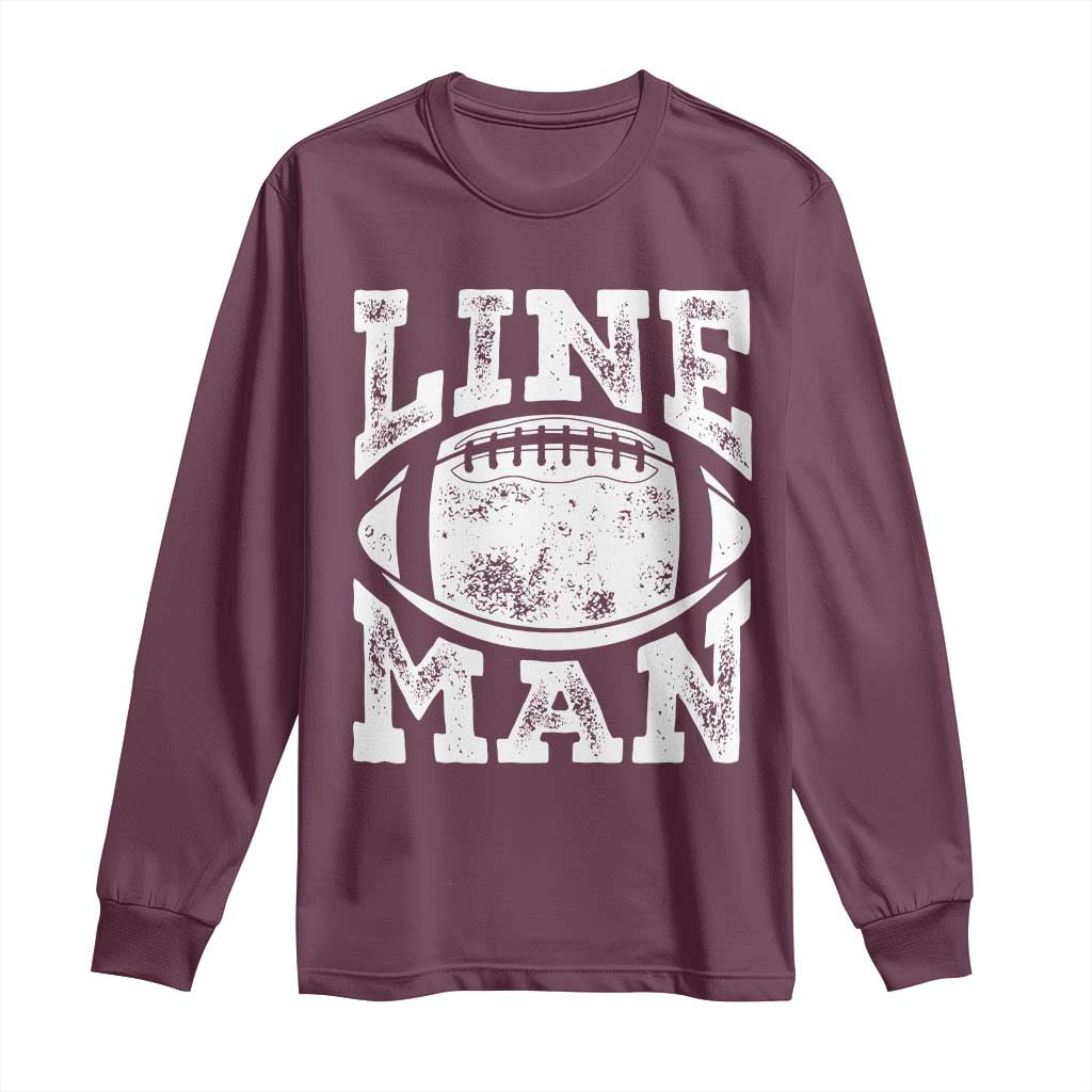 Football Linemen Long Sleeve Shirt Vintage Offensive Lineman - Wonder Print Shop