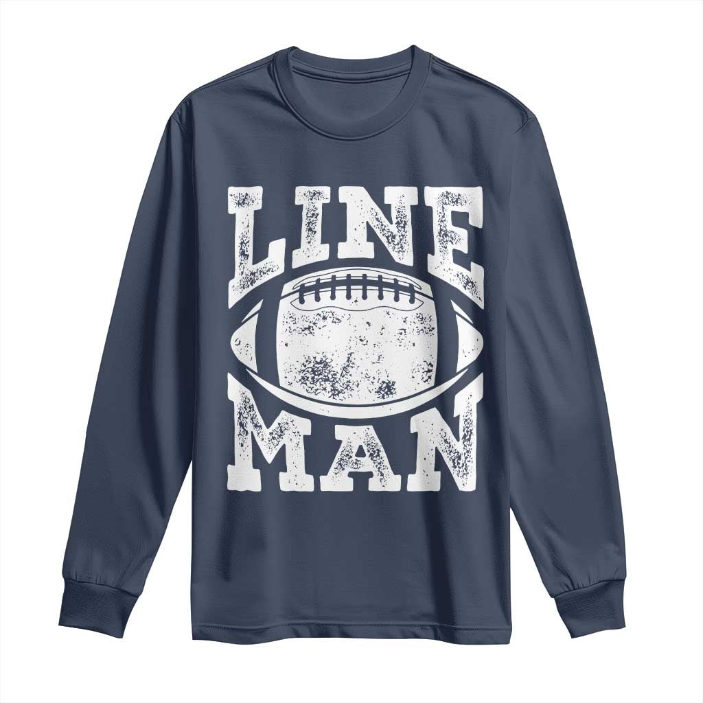 Football Linemen Long Sleeve Shirt Vintage Offensive Lineman - Wonder Print Shop