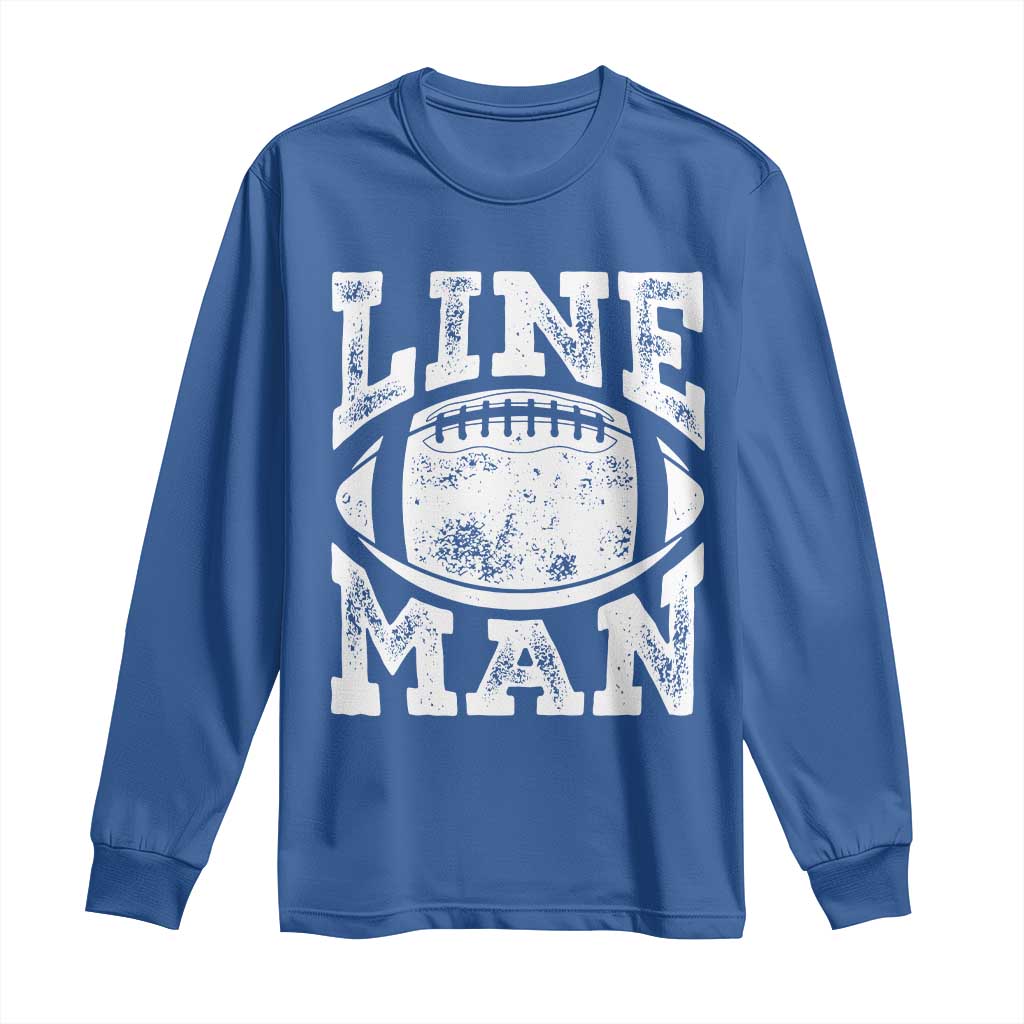 Football Linemen Long Sleeve Shirt Vintage Offensive Lineman - Wonder Print Shop