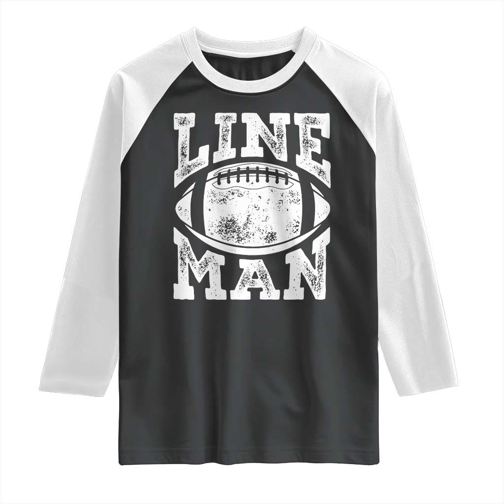 Football Linemen Raglan Shirt Vintage Offensive Lineman - Wonder Print Shop