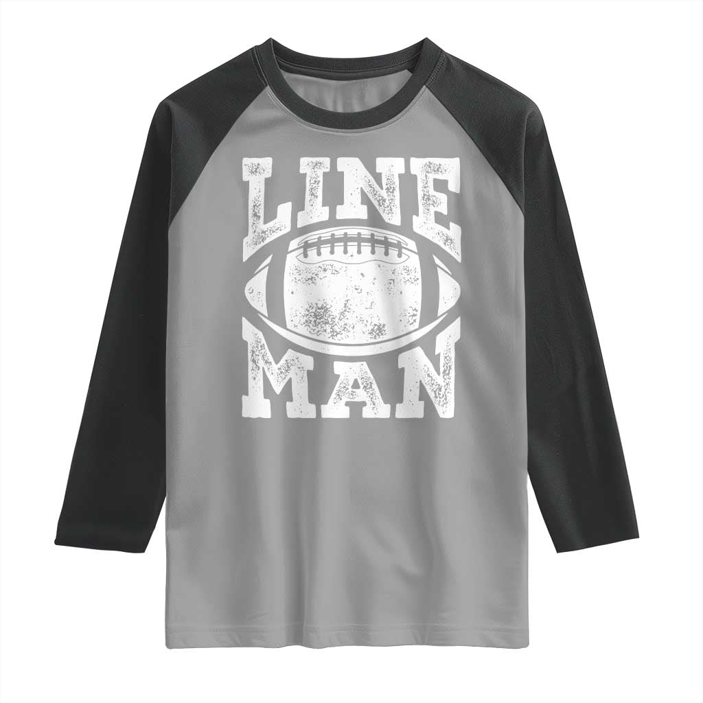 Football Linemen Raglan Shirt Vintage Offensive Lineman - Wonder Print Shop