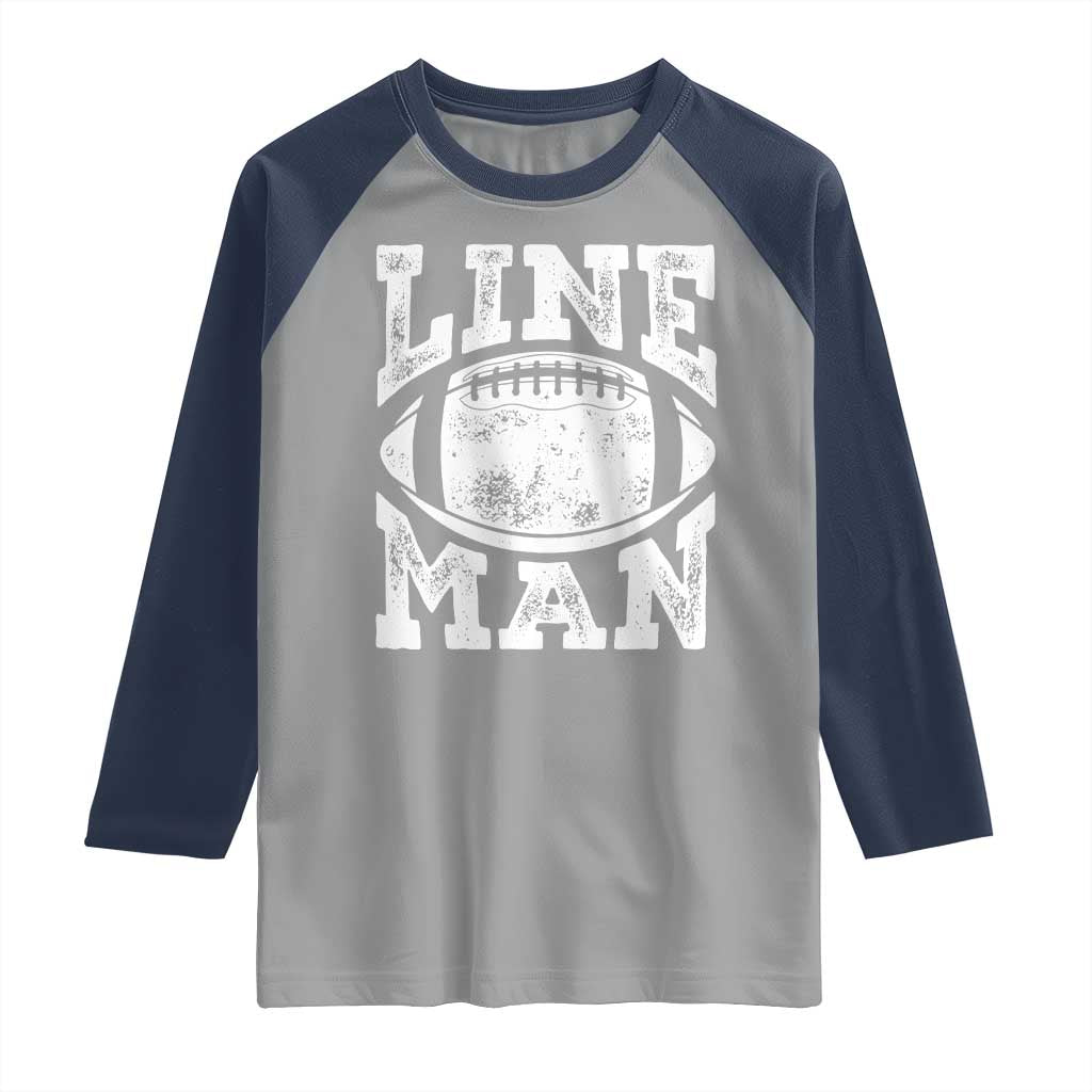 Football Linemen Raglan Shirt Vintage Offensive Lineman - Wonder Print Shop