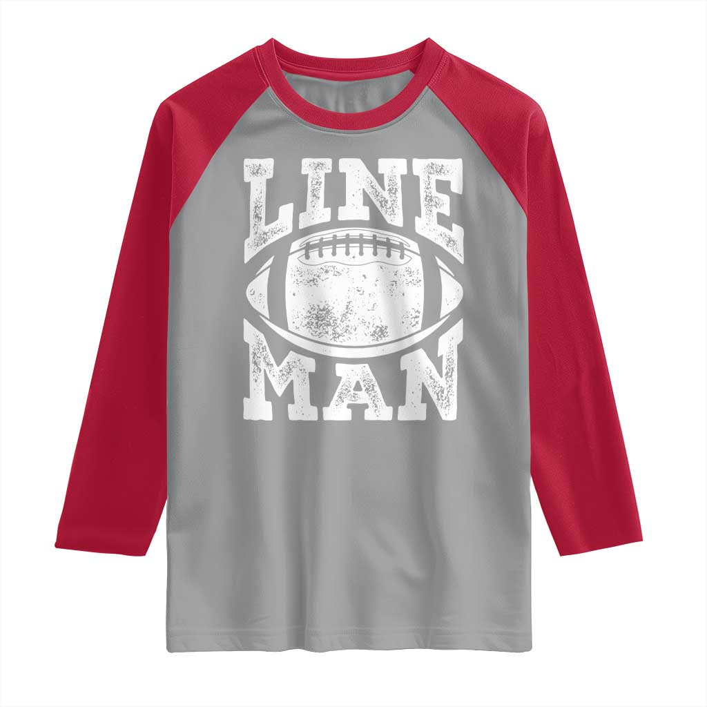 Football Linemen Raglan Shirt Vintage Offensive Lineman - Wonder Print Shop