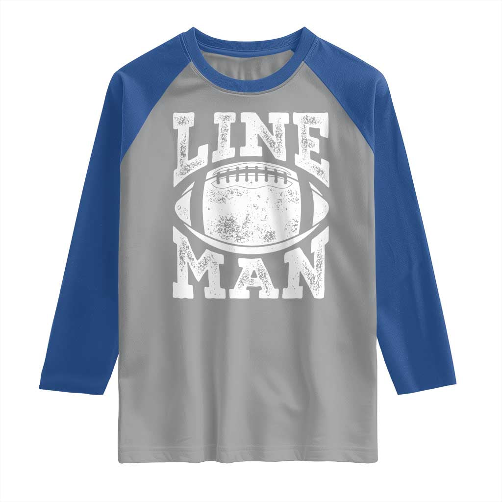 Football Linemen Raglan Shirt Vintage Offensive Lineman - Wonder Print Shop