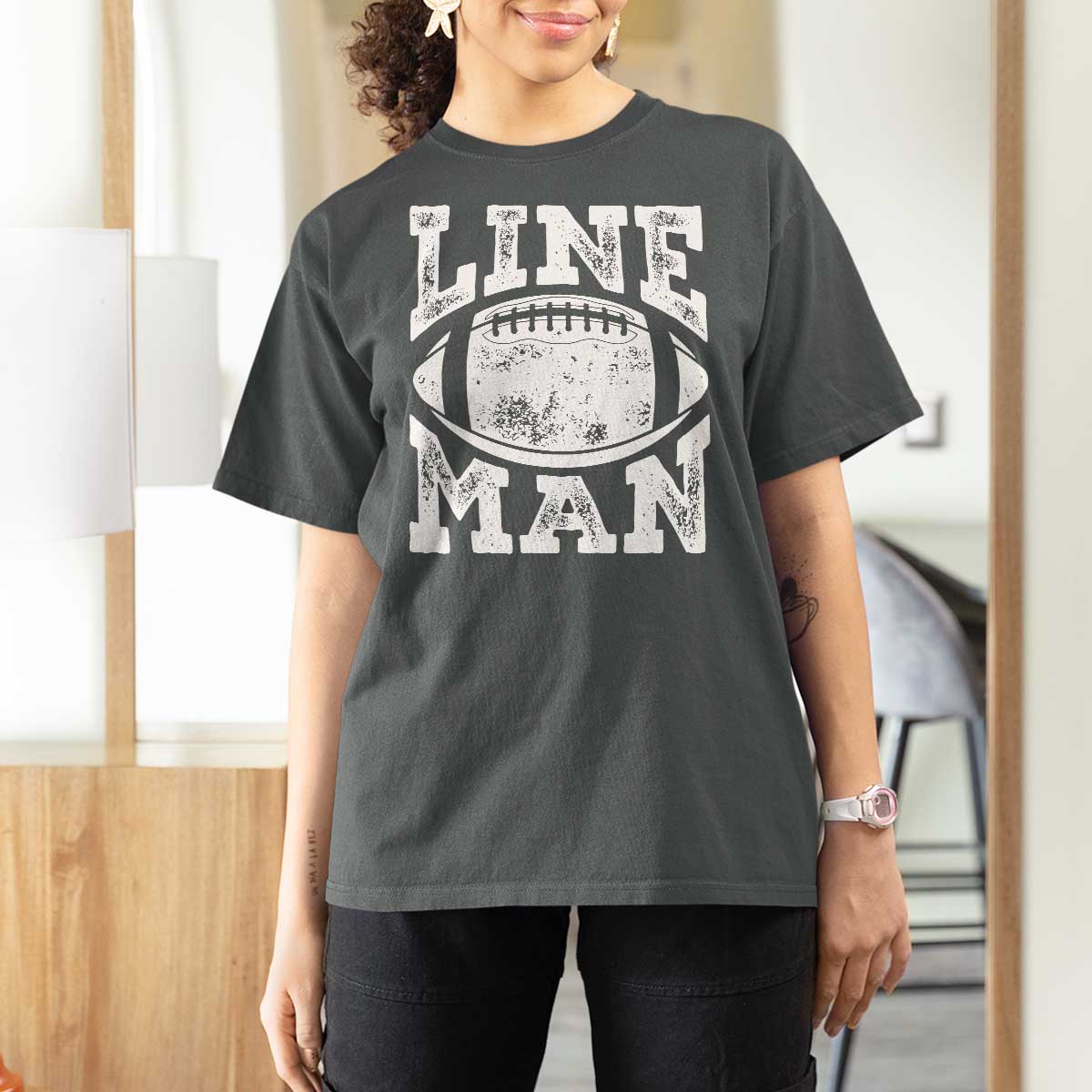 Football Linemen T Shirt For Women Vintage Offensive Lineman - Wonder Print Shop
