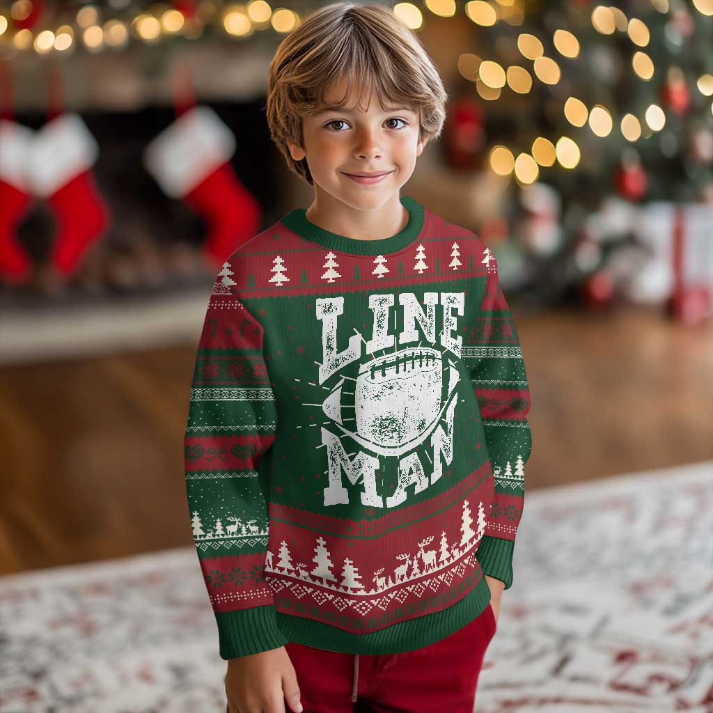 Football Linemen Knitted Sweatshirt Vintage Offensive Lineman - Wonder Print Shop