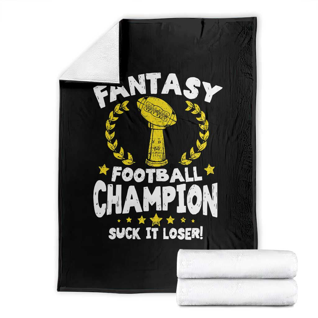 Fantasy Football Legend Throw Blanket Suck It Loser Funny Champ Champion Draft - Wonder Print Shop