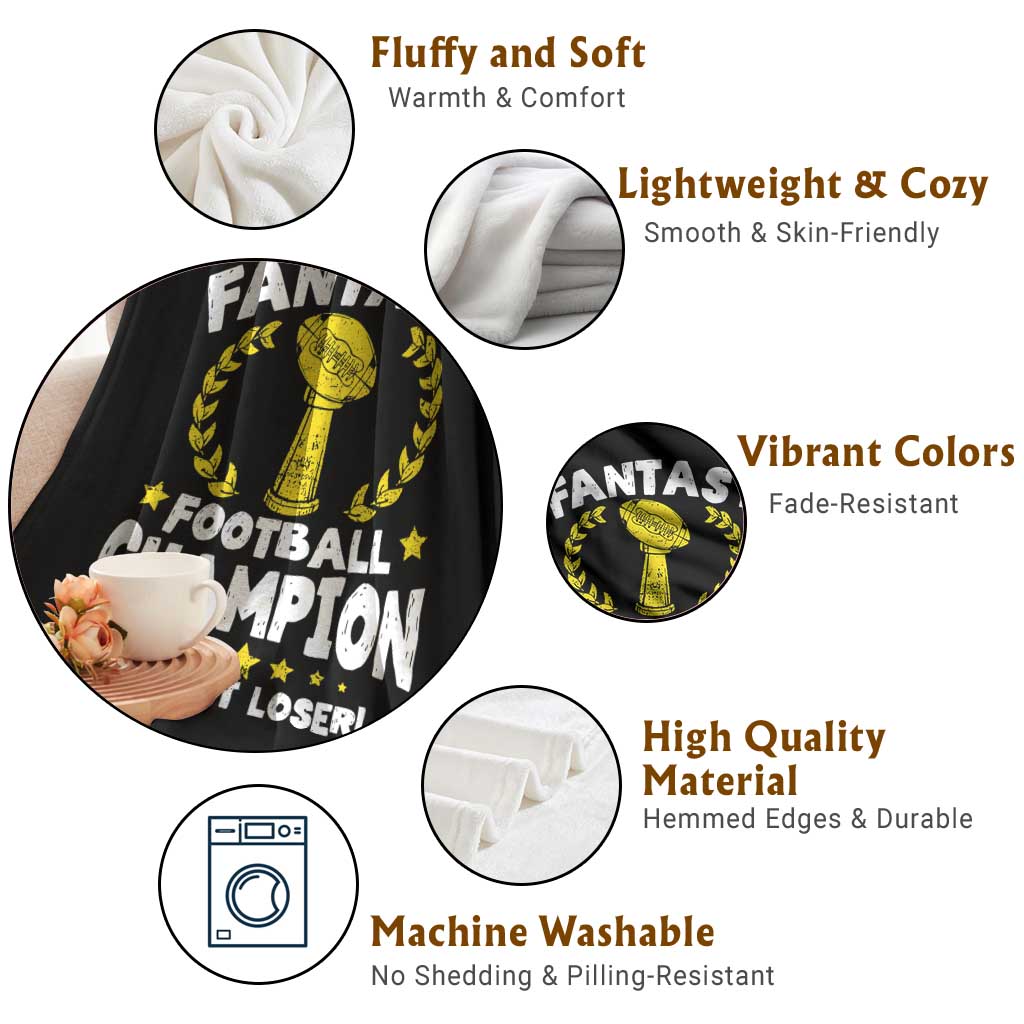 Fantasy Football Legend Throw Blanket Suck It Loser Funny Champ Champion Draft - Wonder Print Shop