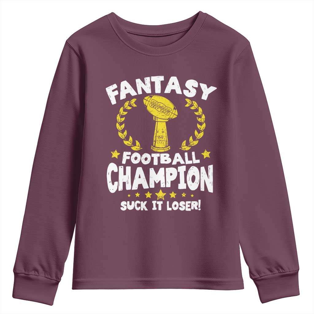 Fantasy Football Legend Youth Sweatshirt Suck It Loser Funny Champ Champion Draft - Wonder Print Shop