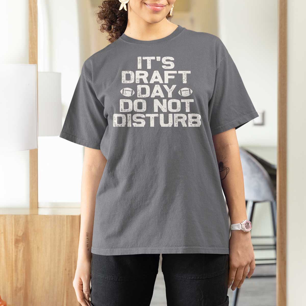 Funny Fantasy Football T Shirt For Women It's Draft Day Do Not Disturb - Wonder Print Shop
