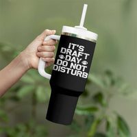 Funny Fantasy Football Tumbler With Handle It's Draft Day Do Not Disturb - Wonder Print Shop