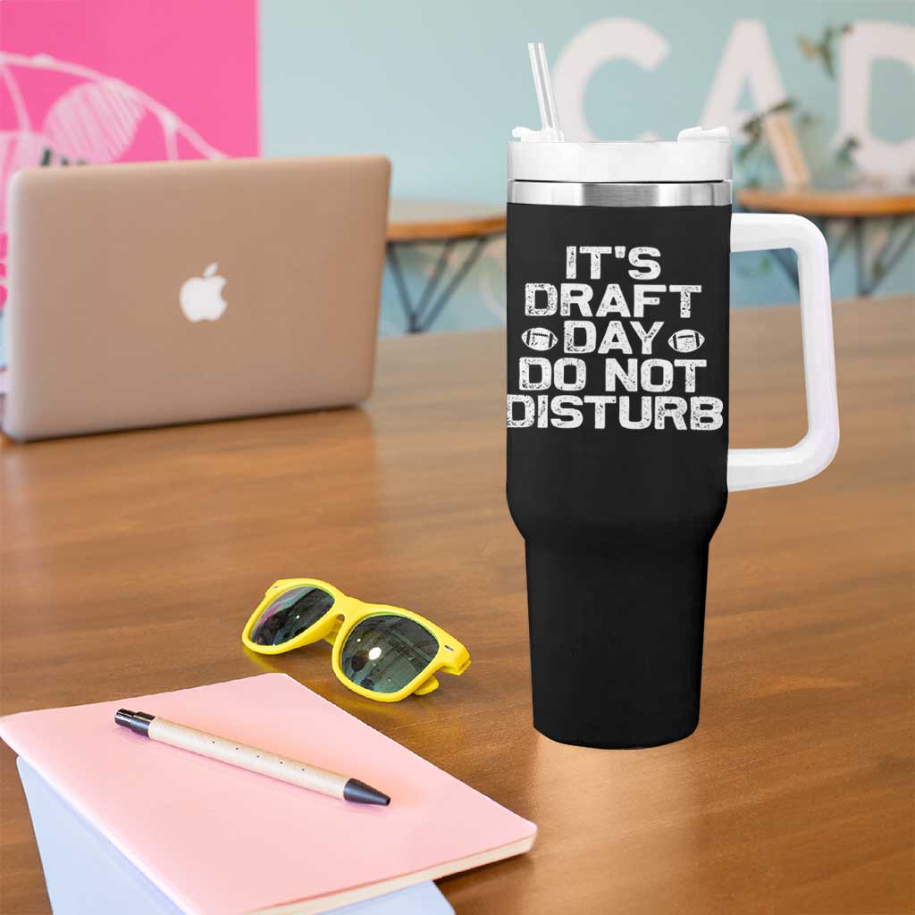 Funny Fantasy Football Tumbler With Handle It's Draft Day Do Not Disturb - Wonder Print Shop