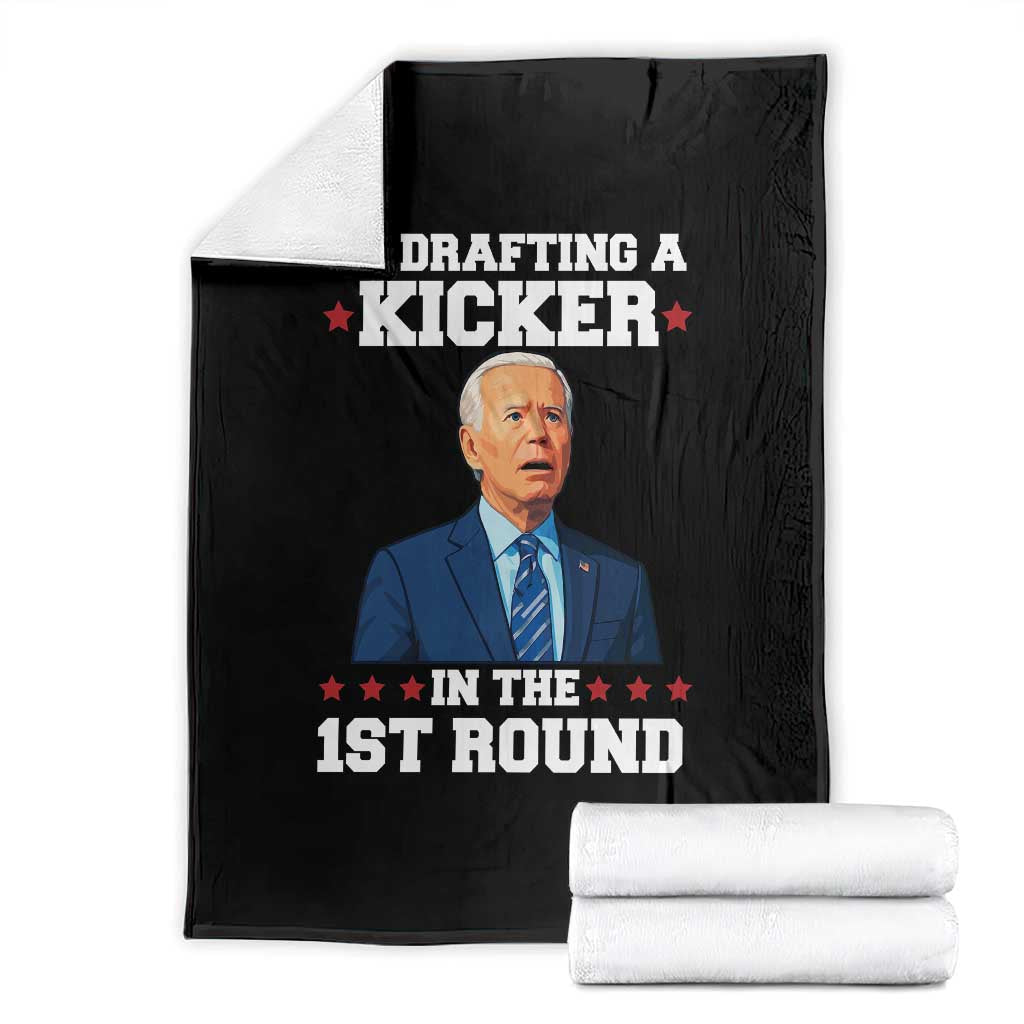 Funny Fantasy Football Throw Blanket Joe Biden Confused Drafting Kicker Draft Party - Wonder Print Shop