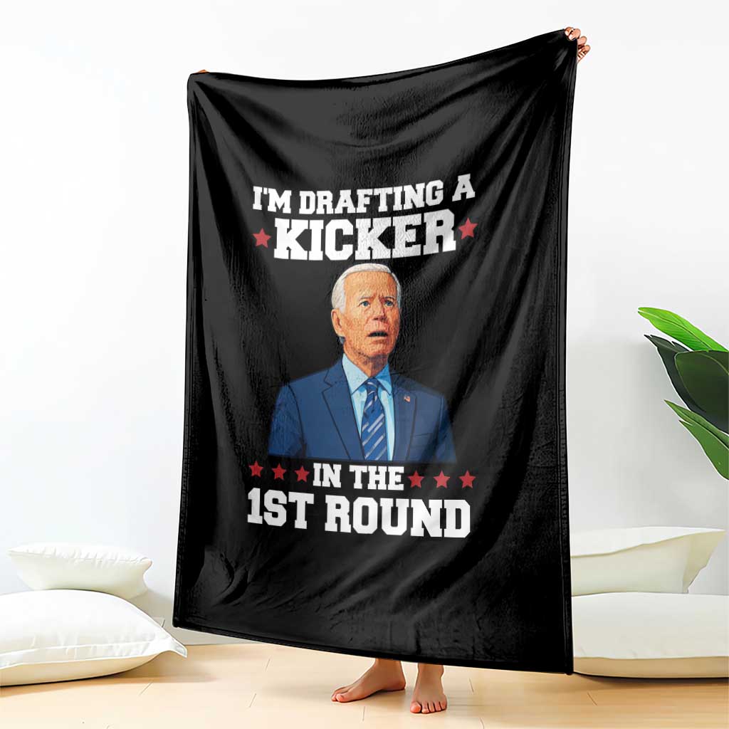 Funny Fantasy Football Throw Blanket Joe Biden Confused Drafting Kicker Draft Party - Wonder Print Shop