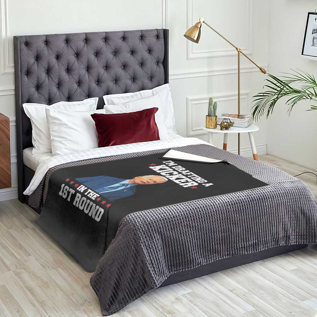 Funny Fantasy Football Throw Blanket Joe Biden Confused Drafting Kicker Draft Party - Wonder Print Shop