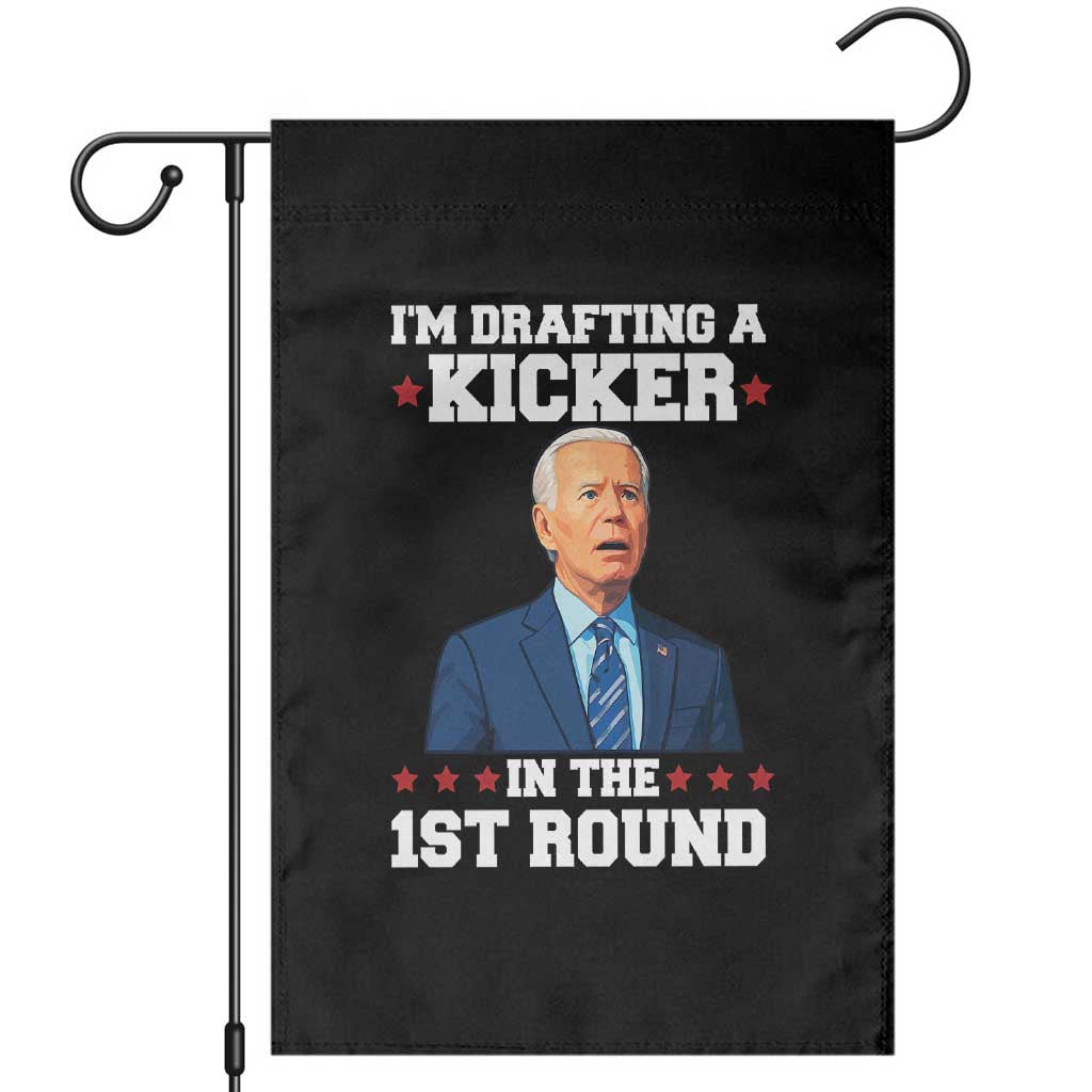Funny Fantasy Football Garden Flag Joe Biden Confused Drafting Kicker Draft Party - Wonder Print Shop