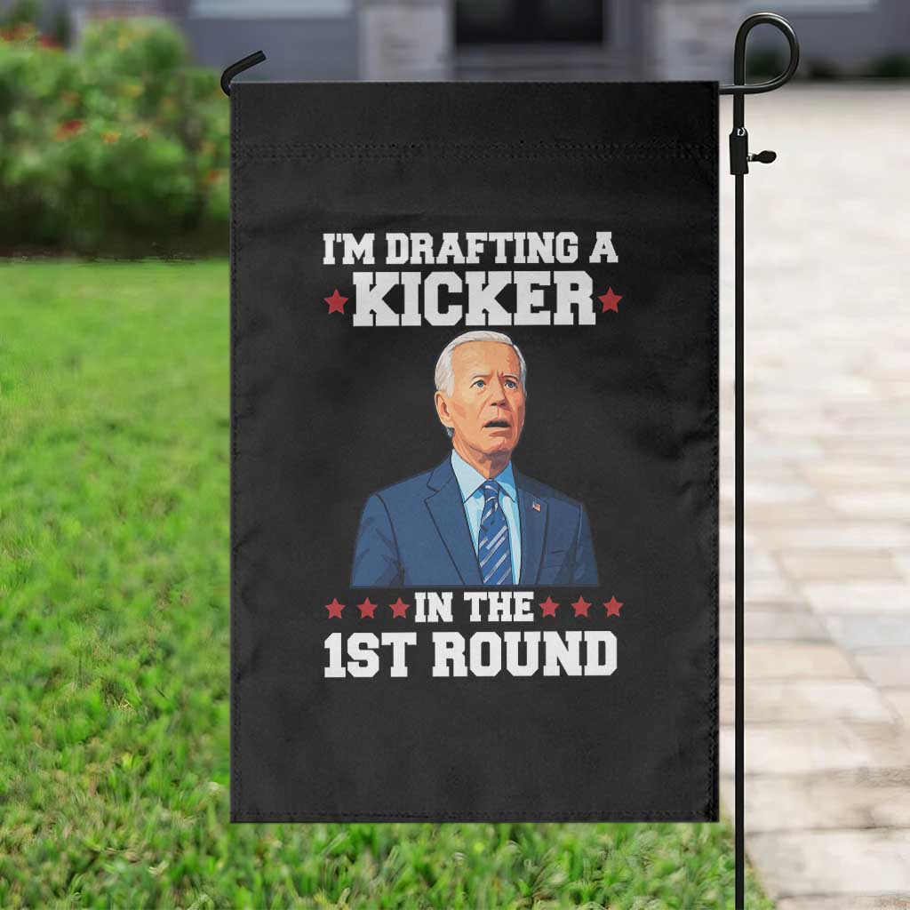 Funny Fantasy Football Garden Flag Joe Biden Confused Drafting Kicker Draft Party - Wonder Print Shop
