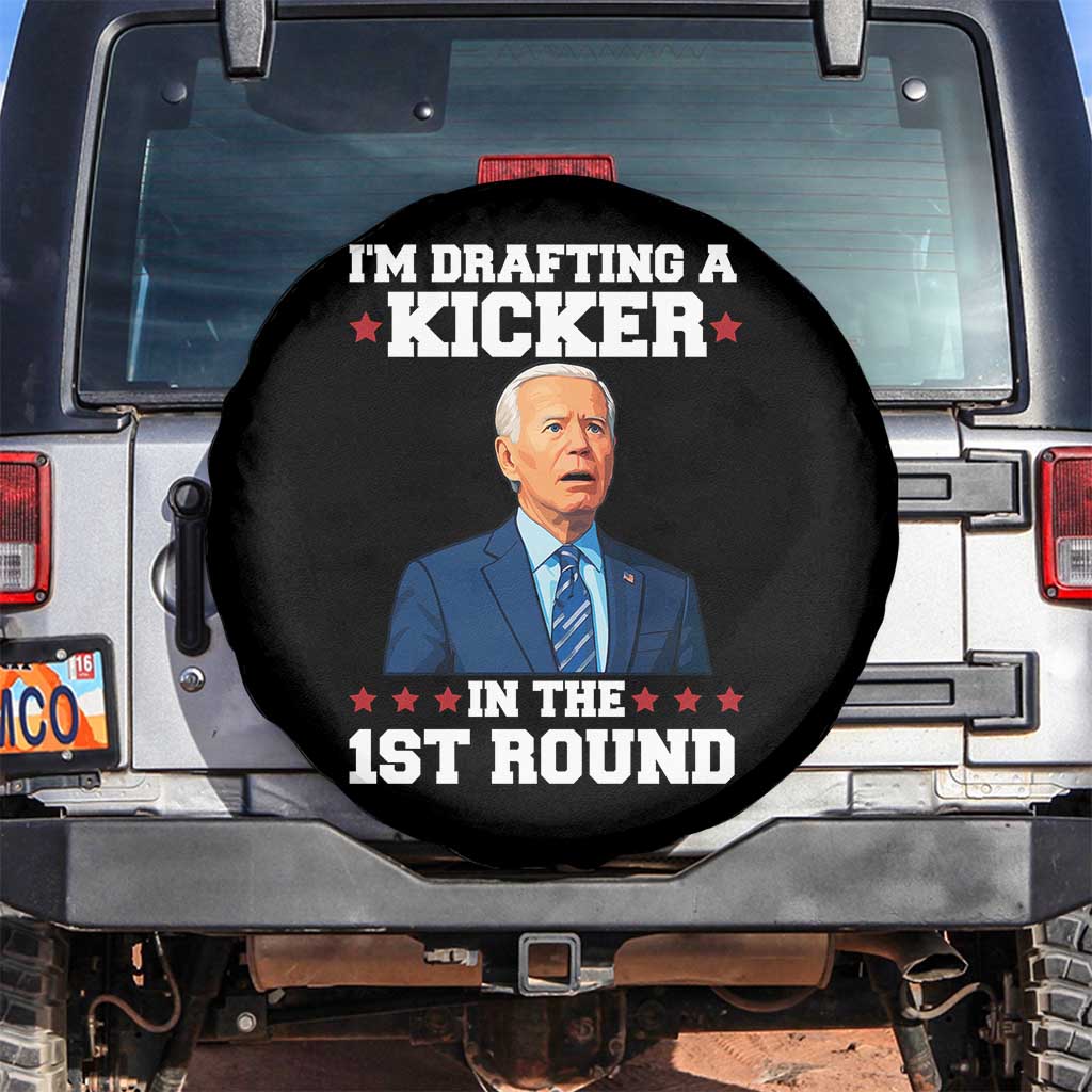 Funny Fantasy Football Spare Tire Cover Joe Biden Confused Drafting Kicker Draft Party - Wonder Print Shop