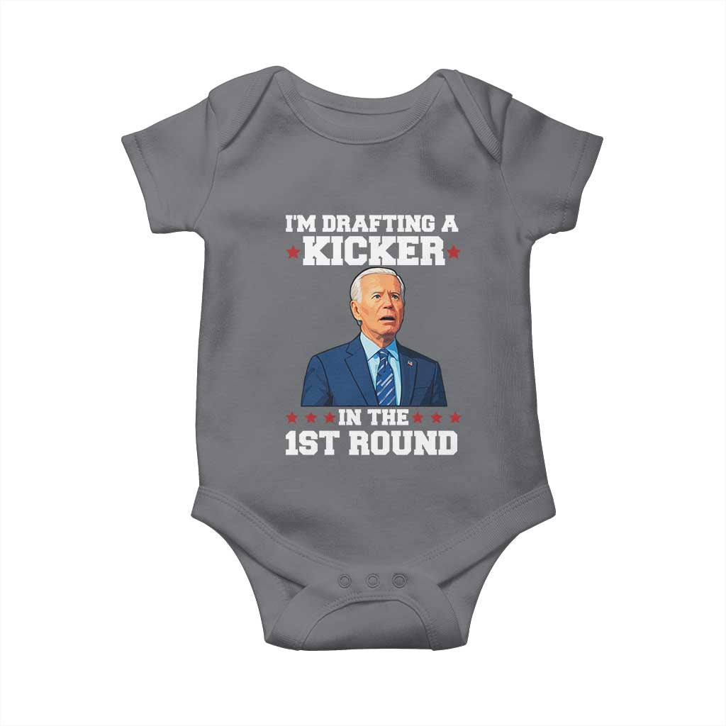 Funny Fantasy Football Baby Onesie Joe Biden Confused Drafting Kicker Draft Party - Wonder Print Shop